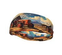 Phayah Farm Red Tractor Pattern Sports Headband Moisture Wicking Sweatband For Men Women Running Cycling Yoga Fitness Workout