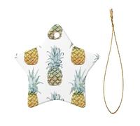Phayah Fashion Pineapples Pattern Ceramic Ornament Christmas Holidays Star Shape Shaped Porcelain Christmas Tree Hanging