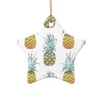 Phayah Fashion Pineapples Pattern Ceramic Ornament Christmas Holidays Star Shape Shaped Porcelain Christmas Tree Hanging