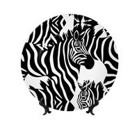 PHAYAH Fine Line Drawing Of A Zebra Pattern Bone China Decorative Plate Ceramic Dinner Plates Crafts With Vertical Stand For Home Office Decor 10in