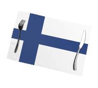 Phayah Finnish Flag Table Placemats (Set Of 6) 12x18 Inches, Suitable For Parties, Restaurant Decorations, Holiday Banquets.