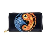 PHAYAH Fire Water Tai Chi Pattern Wallet Women Leather Wallet Credit Card Holder Clutch Long Ladies Billfold