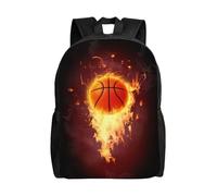 PHAYAH Fired Up Basketball Pattern Casual Shoulders Classical Basic Travel Backpack Travel And Outdoor Activities