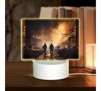 Phayah Firefighters Fighting Fires Pattern 3D Led Light Lamp USB Cable Adjustable 3 Modes Base Show Stand for Christmas Room Restaurant Bar Shop