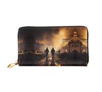PHAYAH Firefighters Fighting Fires Pattern Wallet Women Leather Wallet Credit Card Holder Clutch Long Ladies Billfold