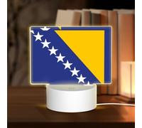 Phayah Flag of Bosnia and Herzegovina Pattern 3D Led Light Lamp USB Cable Adjustable 3 Modes Base Show Stand for Christmas Room Restaurant Bar Shop