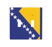 Phayah Flag of Bosnia and Herzegovina Pattern Decorative Wall Plate Covers Receptacle Double Toggle Outlet Light Switch Cover 4.5 in X 4.5 in
