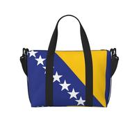 Phayah Flag Of Bosnia And Herzegovina Travel Duffle Bag Weekender Overnight Gym Tote For Women Girls Shoulder Bag Workout Water Resistant, Black, One Size