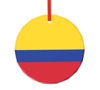 Phayah Flag Of Colombia Pattern Glass Ornament Christmas Holidays Round Christmas Tree Hanging