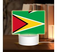 Phayah Flag of Guyana Pattern 3D Led Light Lamp USB Cable Adjustable 3 Modes Base Show Stand for Christmas Room Restaurant Bar Shop