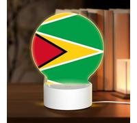 PHAYAH Flag of Guyana Pattern Night Light Round Led Ligh Base with USB Cable Adjustable 3 Colors for Adults Child Room Bedroom