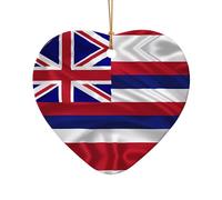 Phayah Flag Of Hawaii American Pattern Ceramic Heart Shape Xmas Tree Ornament New Year Home Souvenirs For Gatherings Hanging Decoration