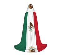 PHAYAH Flag Of Mexico Pattern Hooded Cloak Cape Witch Halloween Costumes For Cosplay Costume Masquerade Women Men Robe L