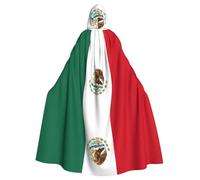 PHAYAH Flag Of Mexico Pattern Hooded Poncho Unisex Christmas Hoodie For Cosplay Halloween Costume Party Masquerade
