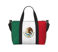Phayah Flag Of Mexico Travel Duffel Bag,Sports Tote Gym Bag,Shoulder Weekender Overnight Bag For Women, Black, One Size