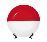 PHAYAH Flag of Monaco Pattern Bone China Decorative Plate 6in with Display Stand Dinner Plates for Home Study and Entryway Office Decor