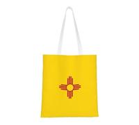 PHAYAH Flag Of New Mexico Pattern Canvas Tote Bag Pocket Reusable Cloth Bags For Gym Beach Shopping Grocery Trendy Gifts