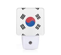 PHAYAH Flag of Republic of Korea Pattern Led Night Light Decor Nightlights for Bedroom, Bathroom Hallway, Kitchen, with Dusk to Dawn Auto Sensors