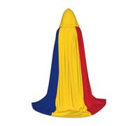 PHAYAH Flag Of Romania Pattern Halloween Witch Witchcraft Hooded Robe Cape Christmas Hoodie Cosplay Masquerade Party Dress Gift Costume Small
