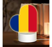 PHAYAH Flag of Romania Pattern Heart Shape Decorative Night Lights with USB Plug in Table Lamp with 3 Light Modes Adjustable for Bedroom Living Room Cafe