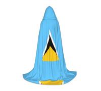 PHAYAH Flag Of Saint Lucia Pattern Hooded Poncho Unisex Christmas Hoodie For Cosplay Halloween Costume Party Masquerade S
