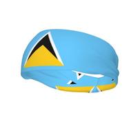 Phayah Flag of Saint Lucia Pattern Sports Headband Suitable for Running Yoga Basketball Elastic Moisture Band