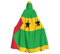 PHAYAH Flag Of Sao Tome And Principe Adult Hooded Cloak Neutral Hooded Cloak Masquerade Cosplay Halloween Witch Cloak Christmas Party Robe
