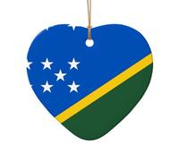 Phayah Flag Of Solomon Islands Pattern Christmas Tree Decoration Heart Shape Ceramics Ornaments Suitable For New Year Home For Gatherings