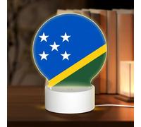 PHAYAH Flag of Solomon Islands Pattern Night Light Round Led Ligh Base with USB Cable Adjustable 3 Colors for Adults Child Room Bedroom