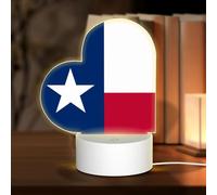 PHAYAH Flag of Texas Pattern Night Light Heart Shape Led Ligh Base with USB Cable Adjustable 3 Colors for Adults Child Room Bedroom