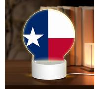 PHAYAH Flag of Texas Pattern Night Light Round Led Ligh Base with USB Cable Adjustable 3 Colors for Adults Child Room Bedroom