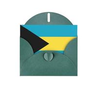 PHAYAH Flag Of The Bahamas Pattern Blank Greeting Cards 10 With Dark Green Envelopes For Christmas, Wedding Anniversaries And Party Invitations
