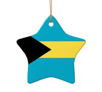 Phayah Flag Of The Bahamas Pattern Ceramic Star Shape Xmas Tree Ornament New Year Home Souvenirs For Gatherings Hanging Decoration