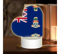PHAYAH Flag of The Cayman Islands Pattern Night Light Heart Shape Led Ligh Base with USB Cable Adjustable 3 Colors for Adults Child Room Bedroom
