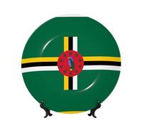PHAYAH Flag Of The Commonwealth Of Dominica Pattern Bone Porcelain Decorative Plate Durable Smooth And Perfect Decoration For Home, Office And Coffee Shop 7in