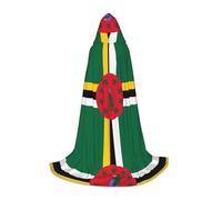 PHAYAH Flag Of The Commonwealth Of Dominica Pattern Halloween Witch Witchcraft Hooded Robe Cape Christmas Hoodie Cosplay Masquerade Party Dress Gift Costume S
