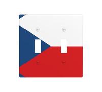 Phayah Flag of The Czech Republic Pattern Light Switch Cover Decorative Double Toggle Wall Plate Outlet Cover for Bedroom Living Room 4.5 X 4.5 in