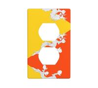 Phayah Flag of The Kingdom of Bhutan Pattern Outlet Covers Plate Receptacle Duplex Light Switch Cover Plate for Kitchen Bathroom Bedroom Farmhouse Decor