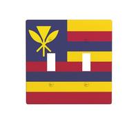 Phayah Flag of The Kingdom of Hawaii Pattern Light Switch Cover Decorative Double Toggle Wall Plate Outlet Cover for Bedroom Living Room 4.5 X 4.5 in