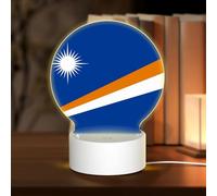 PHAYAH Flag of The Marshall Islands Pattern Night Light Round Led Ligh Base with USB Cable Adjustable 3 Colors for Adults Child Room Bedroom