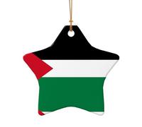 Phayah Flag Of The State Of Palestine Pattern Christmas Tree Decoration Star Shape Ceramics Ornaments Suitable For New Year Home For Gatherings