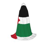 PHAYAH Flag Of The State Of Palestine Pattern Halloween Witch Witchcraft Hooded Robe Cape Christmas Hoodie Cosplay Masquerade Party Dress Gift Costume S