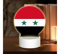 PHAYAH Flag of The Syrian Arab Republic Pattern Night Light Round Led Ligh Base with USB Cable Adjustable 3 Colors for Adults Child Room Bedroom