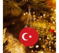 Phayah Flag Of Turkey Pattern Ceramic Round Xmas Tree Ornament New Year Home Souvenirs For Gatherings Christmas Tree Hanging