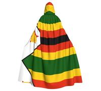 PHAYAH Flag Of Zimbabwe Adult Hooded Cloak Neutral Hooded Cloak Masquerade Cosplay Halloween Witch Cloak Christmas Party Robe