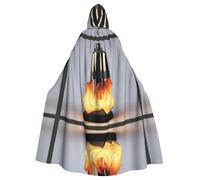 PHAYAH Flaming Torch Torch Long Hooded Cloak Polyester Cape Witch Halloween Costumes For Cosplay Costume Women Men