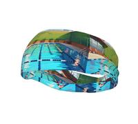 Phayah Flamingo And Swimming Pool Pattern Headbands Women Men Sweatband Sports Headband For Running, Cycling, Yoga Gym, Working Out