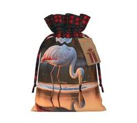 PHAYAH Flamingo Drinking Water Christmas Gift Bag Drawstring Gift Bag For Birthdays, Anniversaries And Parties, Candy And Storage Bags