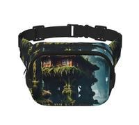 Phayah Floating Island House Men Women Hip Bum Bag With Adjustable Strap For Outdoors Workout Traveling Casual Running Hiking Cycling