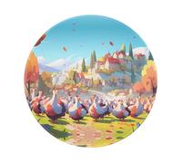 PHAYAH Flock of Turkeys. Pattern Round Mouse Pad for Desk Wireless Mouse Laptop Gaming Computer Travel Work Office Supplies 7.9 X 7.9 in